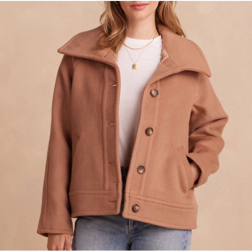 Summer salt the warmest wool short coat fawn tan size L